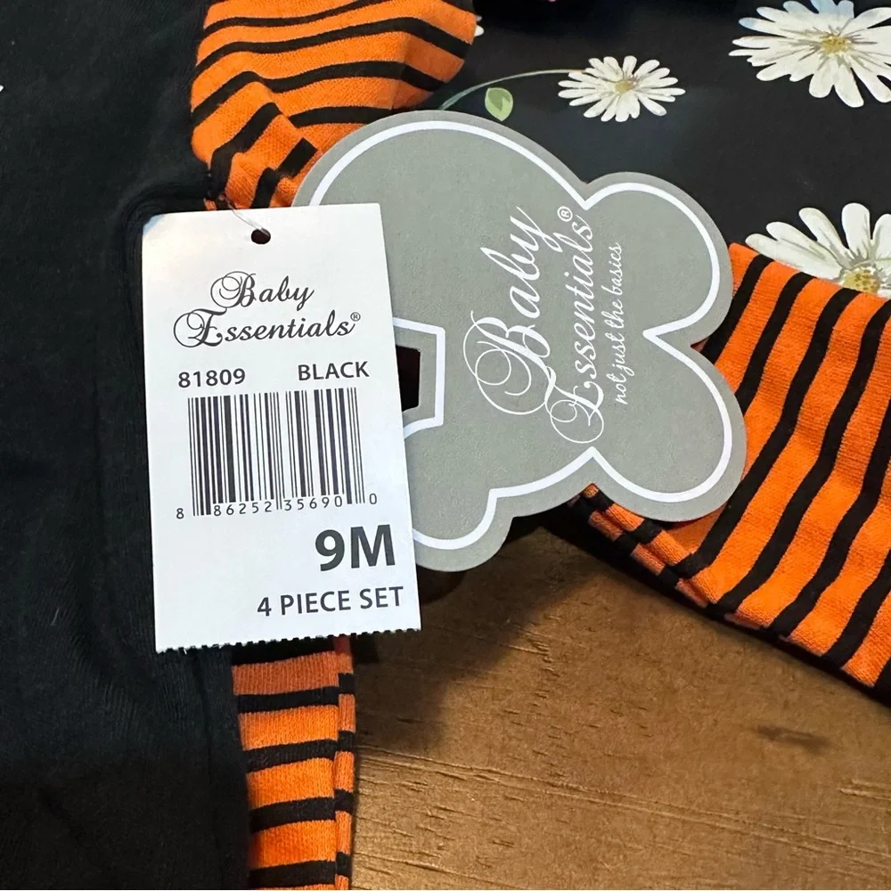 Baby Essentials Black and Orange Halloween Outfit “Scary‎ Handsome” 4-Piece Set